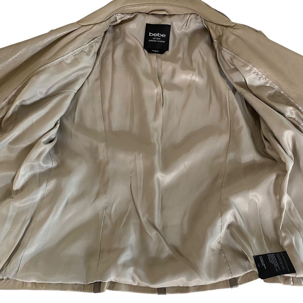 Bebe retro Leather jacket beige /taupe lots of details - Picture 15 of 16